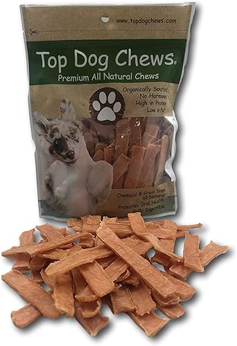 Top Dog Chews - Tendones planos de pavo para perros, 1 libra16 onzas, fabricados en los Estados Unidos, golosinas masticables 100% naturales para el