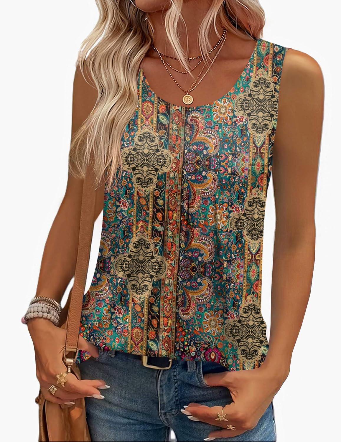 Zeagoo Womens Tank Tops Sleeveless Pleated Crew Neck Summer Tunic Tops Dressy Loose Fit Business Casual Blouses 2026 - Image 2