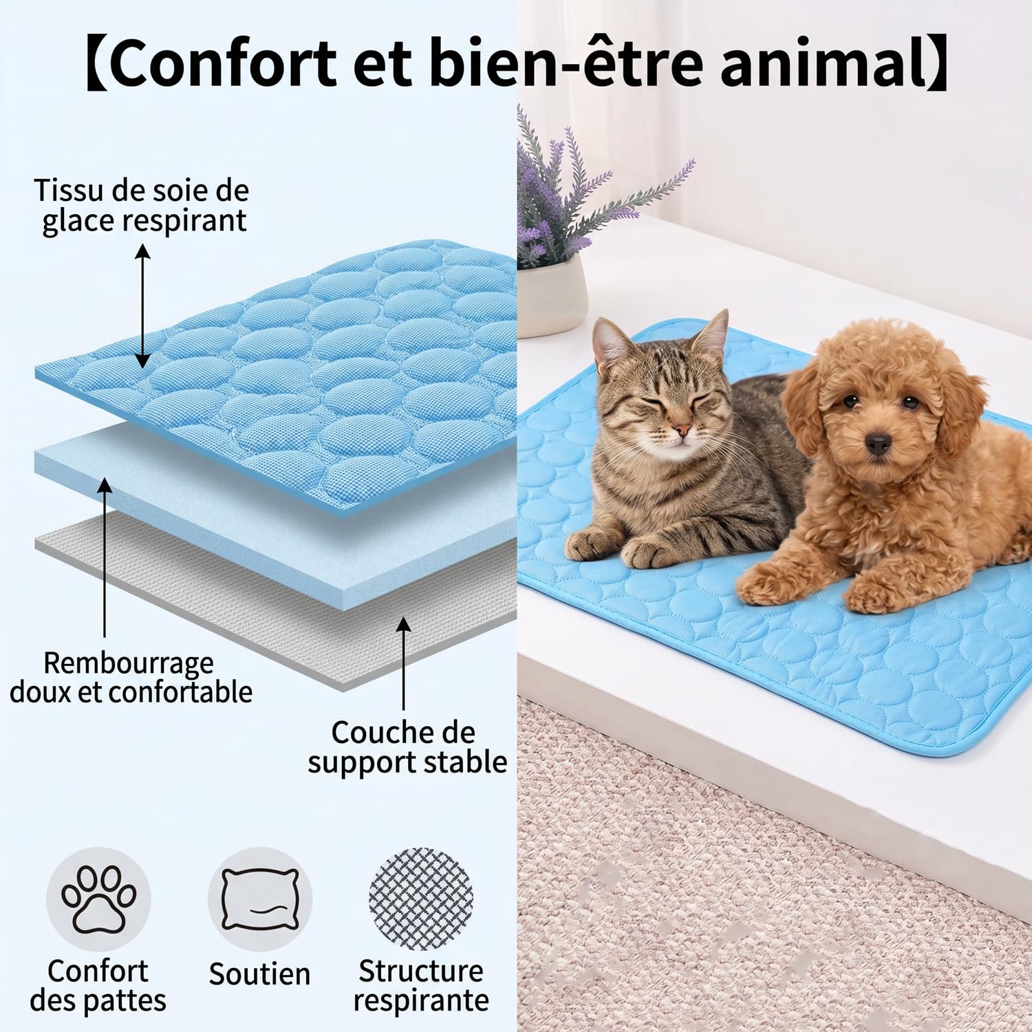 Coolnap Pour Chien Tapis RafraîChissant Chien Coolnap | Le Tapis Qui Reste Frais — MêMe AprèS Des Heures Sous Votre Chien. Tapis Pour Chien Coolnap Moelleux Et Confortable Pour L'éTé (Gris, M)