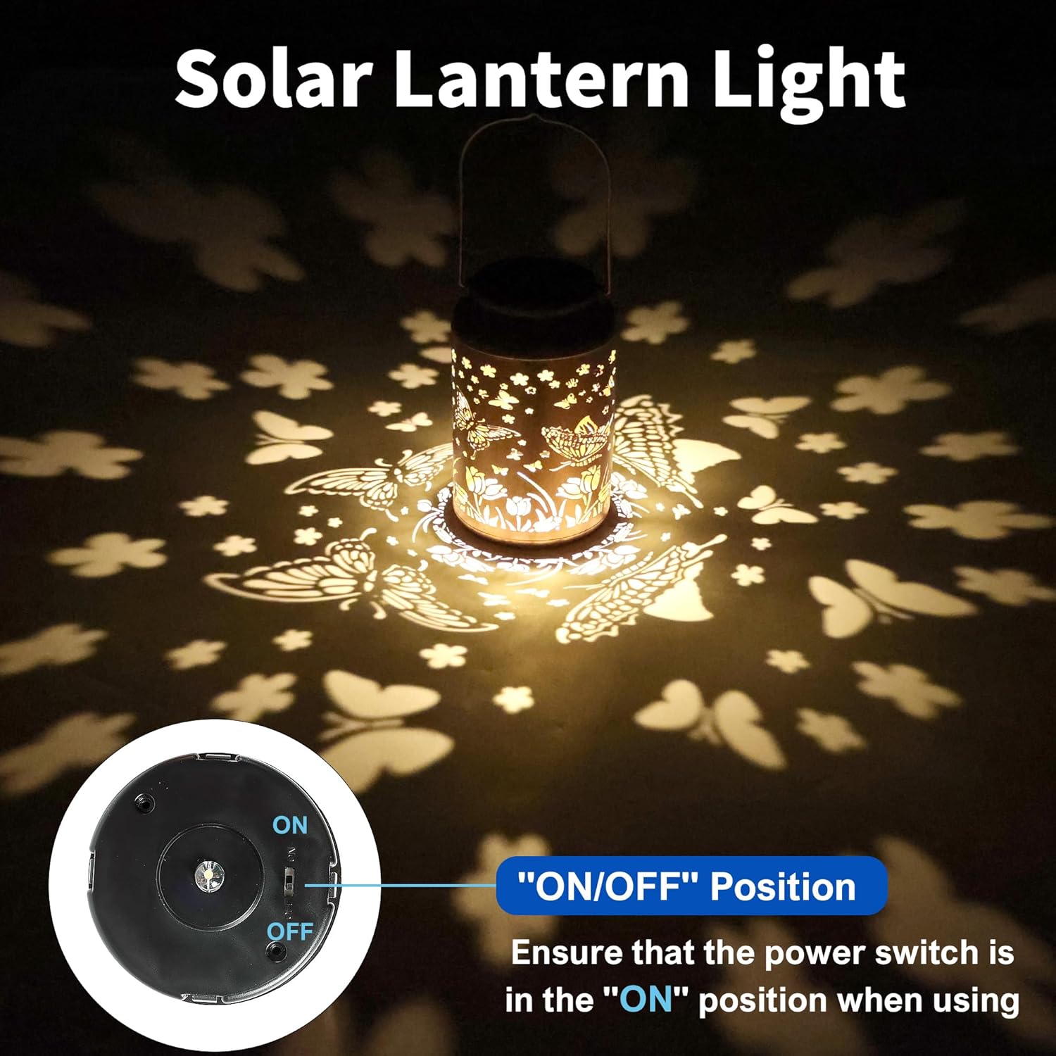 Solar Lanterns Outdoor Waterproof,Butterfly Solar Lantern Gift for Women Girl Mom Grandma,Valentine Gifts,Metal Hanging Solar Lantern for Yard,Garden,Porch Landscape Deconrations-1 Pack