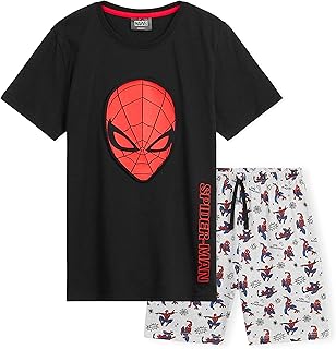 Boys Pyjamas for Kids Teenagers Sleepwear Spiderman Pyjamas T-Shirt Short Boys PJs Avengers Summer PJs for Boys Lounge Wear Avengers Gifts