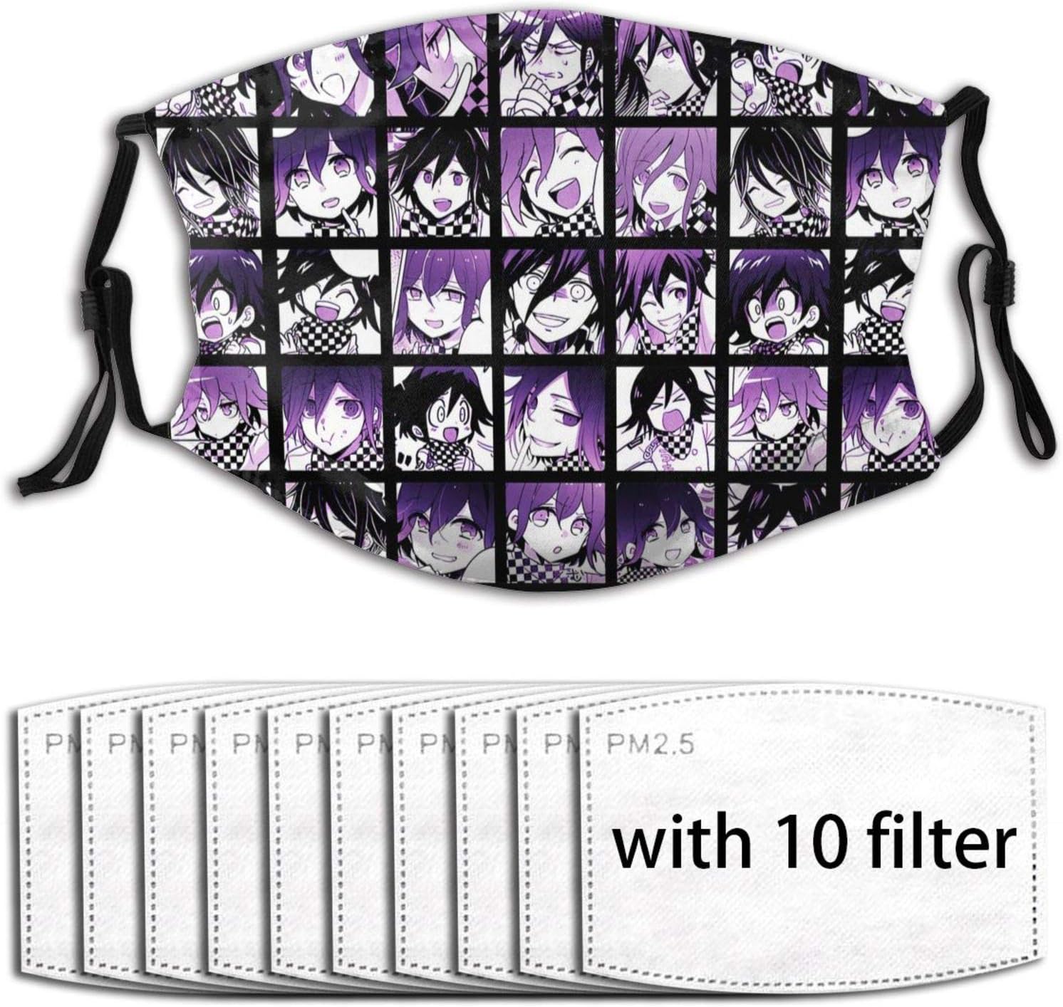 Kokichi Ouma Face Mask Scarf with 6 Filter Protection Washable Face Cover for Men Women