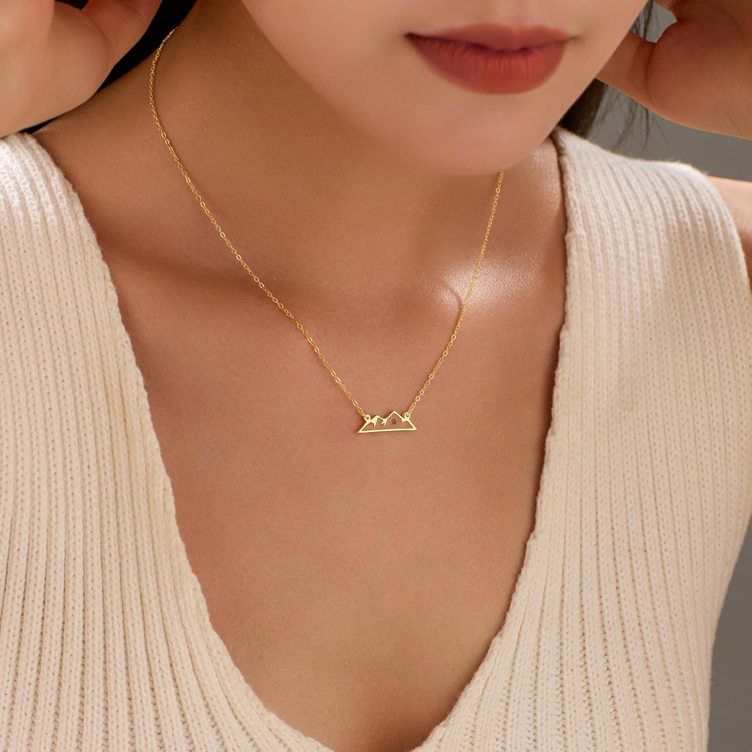925 Sterling Silver Mountain Mustard Seed Necklace for Women Dainty 14k Gold Plated Pendant Necklace Graduation Necklaces Faith Jewelry Baptism Confirmation Religious Christian Gifts