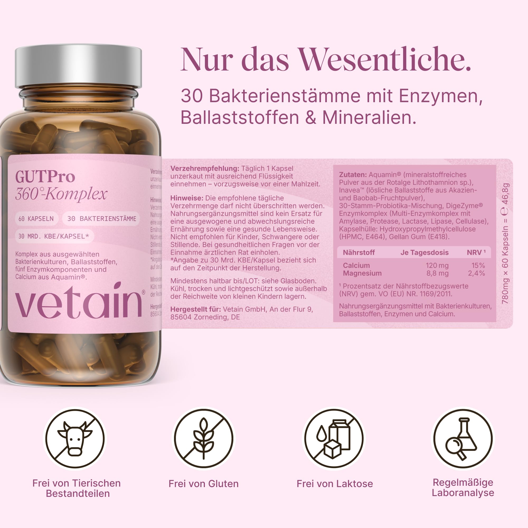 VETAIN GutPro 360° Darmbakterien Komplex – 30 Bakterienstämme + 30 Mrd. KBE