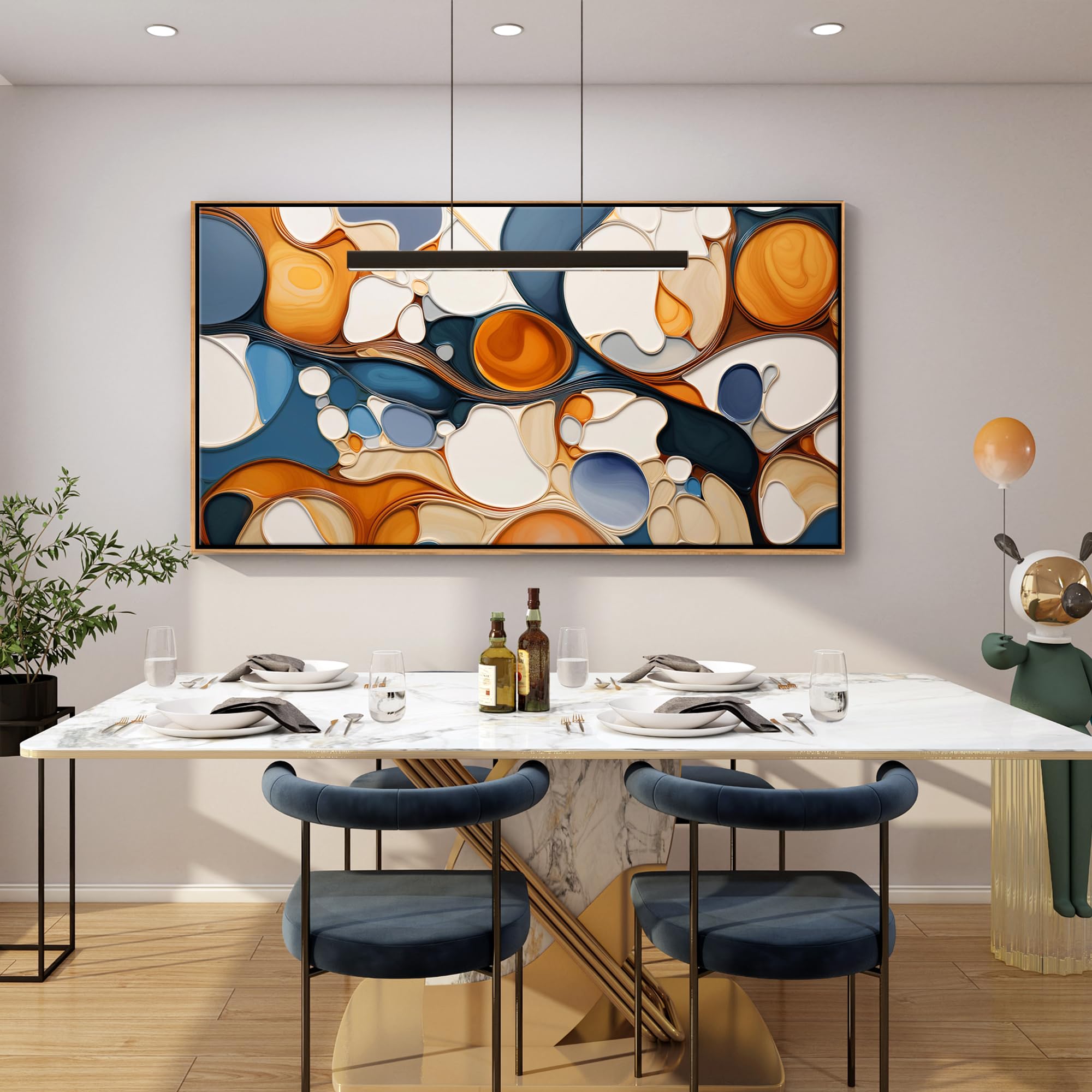 Lienzo abstracto grande para pared, decoración de pared enmarcada para sala de estar, dormitorio, oficina, arte moderno y colorido para pared, decoración de pared de habitación, pintura al 3