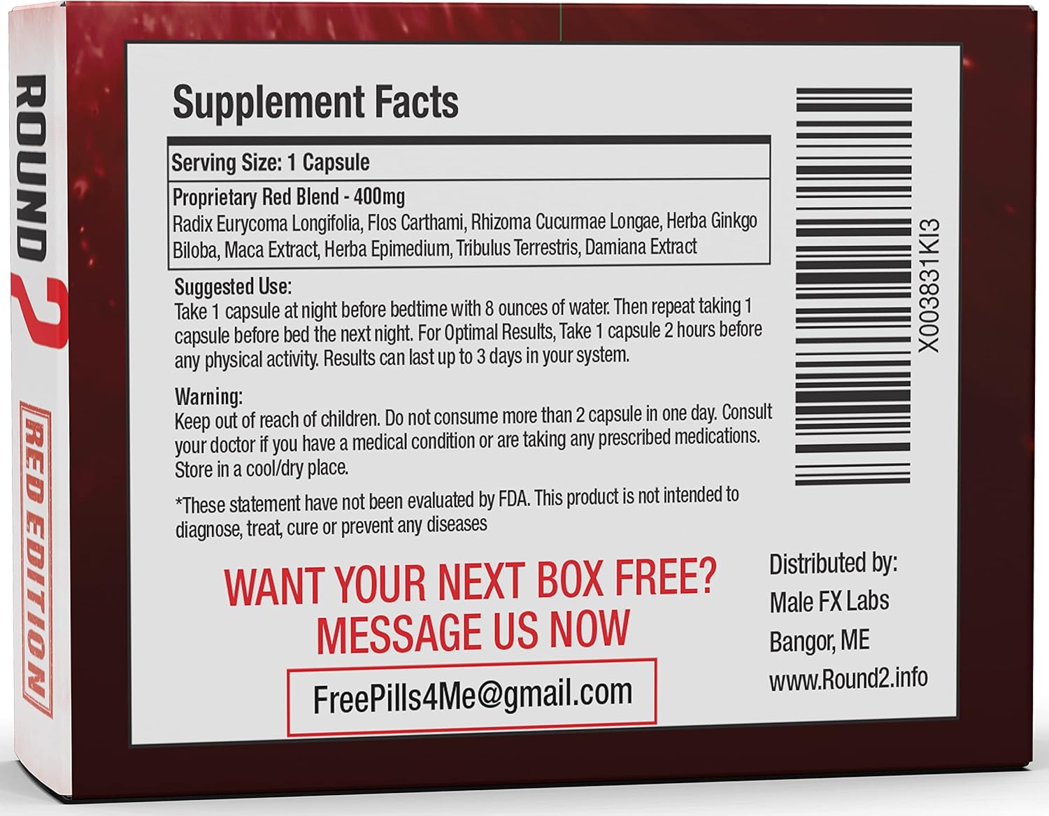 Round 2 (RED Edition) Energy Supplement, Strength & Confidence (10 Caps) : Health & Household