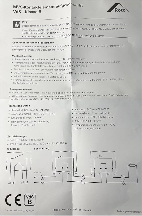 Roto Original MVS contact element 6 M VDs B tested