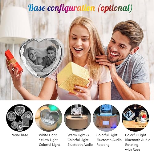 Miniatura 7 de Foto de cristal 3D, marco de fotos cuadrado personalizado de cristal, grabado personalizado con tu propia foto, regalo personalizado de aniversario,