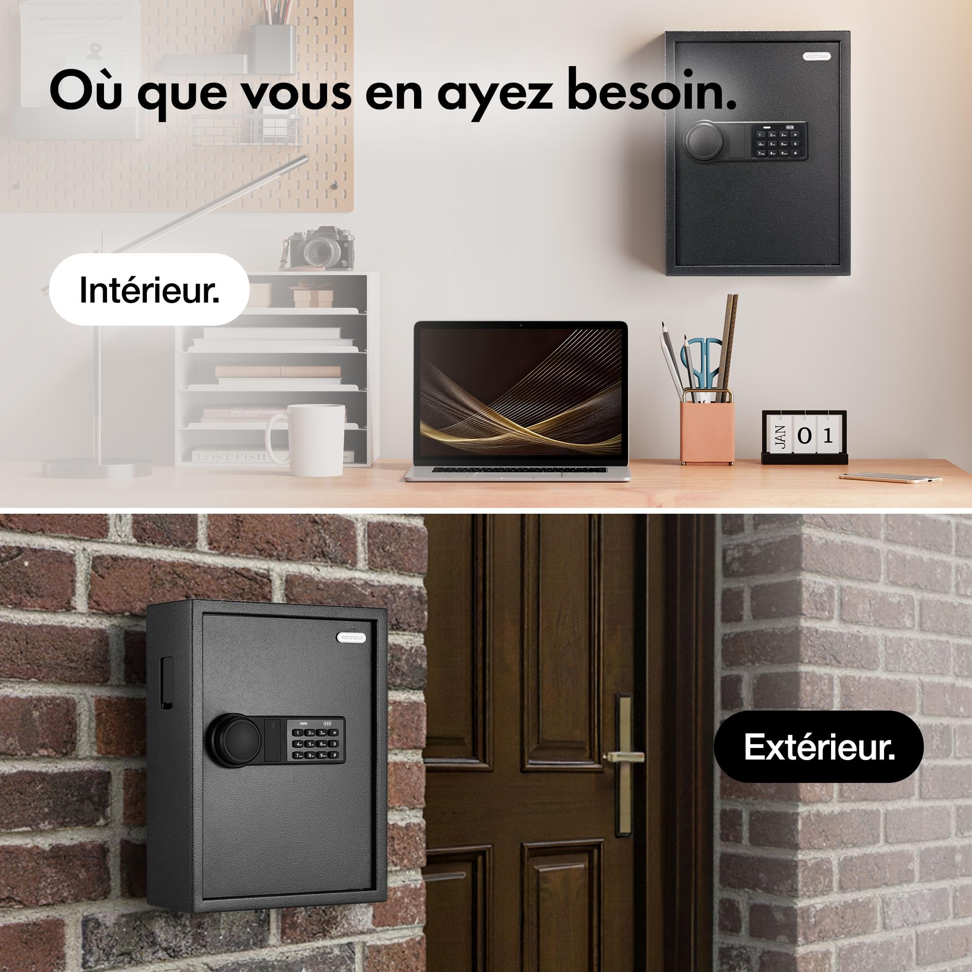 VonHaus Armoire à Clés avec Code - Jusqu'à 71 Clés | Coffre-fort Sécurisée, Coffre-fort Numérique avec Verrouillage à Solénoïde, Accès Sécurisé par Clavier, Indicateurs Lumineux