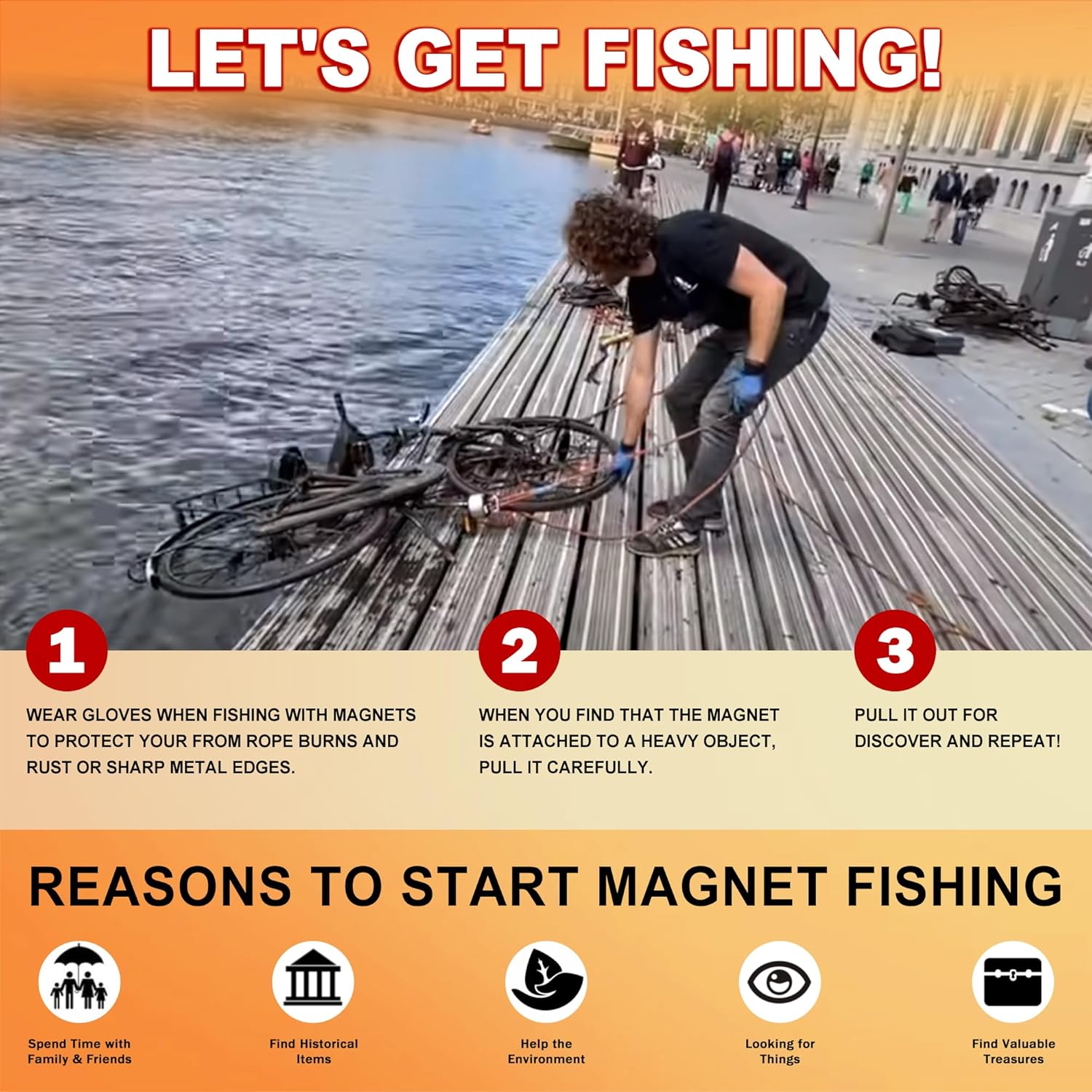 1320LBS Double Side Magnet Fishing Kit, Powerful Fishing Magnet for Treasure Hunt, Premium Magnetic Fishing Kit with 100FT Rope, Non-Slip Glove, Threadlocker, Grappling Hook, Carring Bag