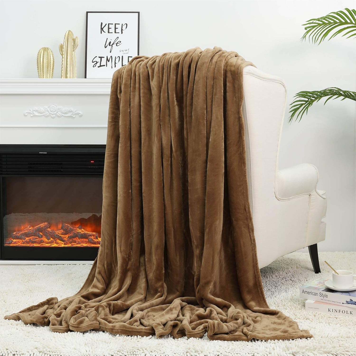 NANPIPER Fleece Blankets Super Soft Flannel King Size Blanket for Bed Luxury Cozy Microfiber Plush Fuzzy Blanket,Coffee Brown - Image 4