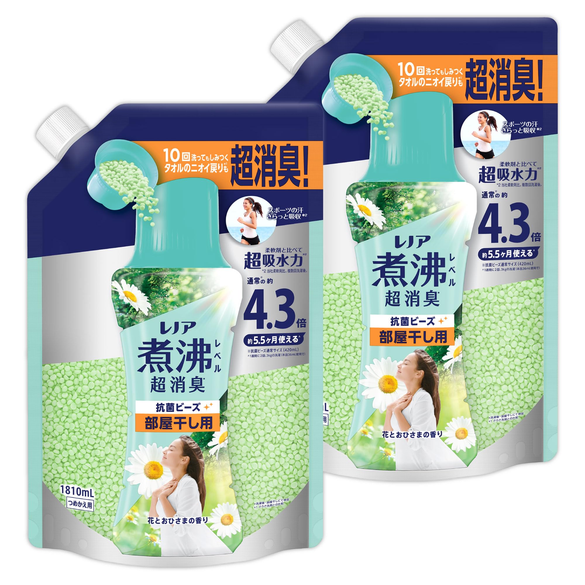 Amazon.co.jp: レノア 煮沸レベル超消臭 抗菌ビーズ 部屋干し用 花と