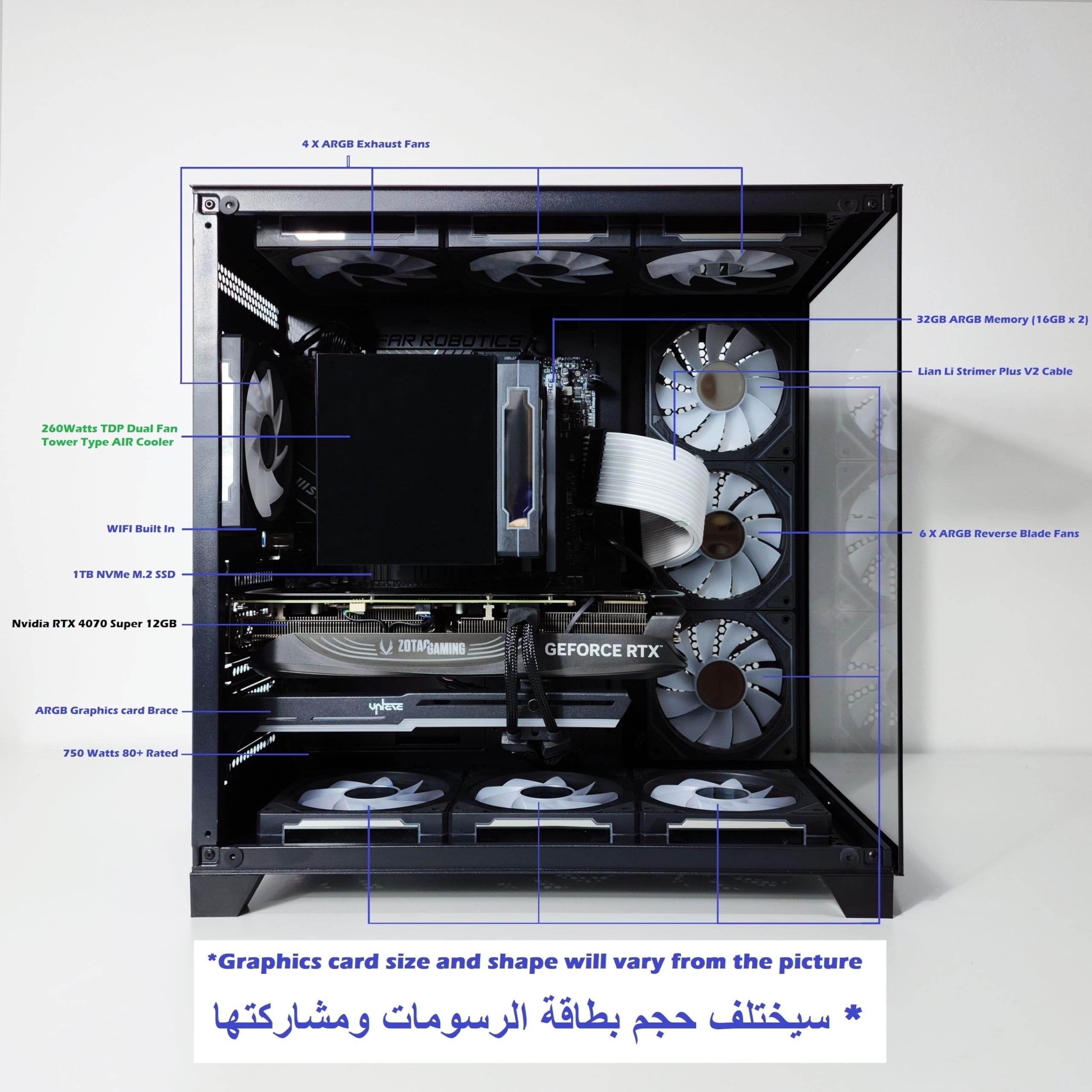 2FR AMD Extreme RGB WIFI Gaming PC - AMD RYZEN 7 7800X3D, Nvidia