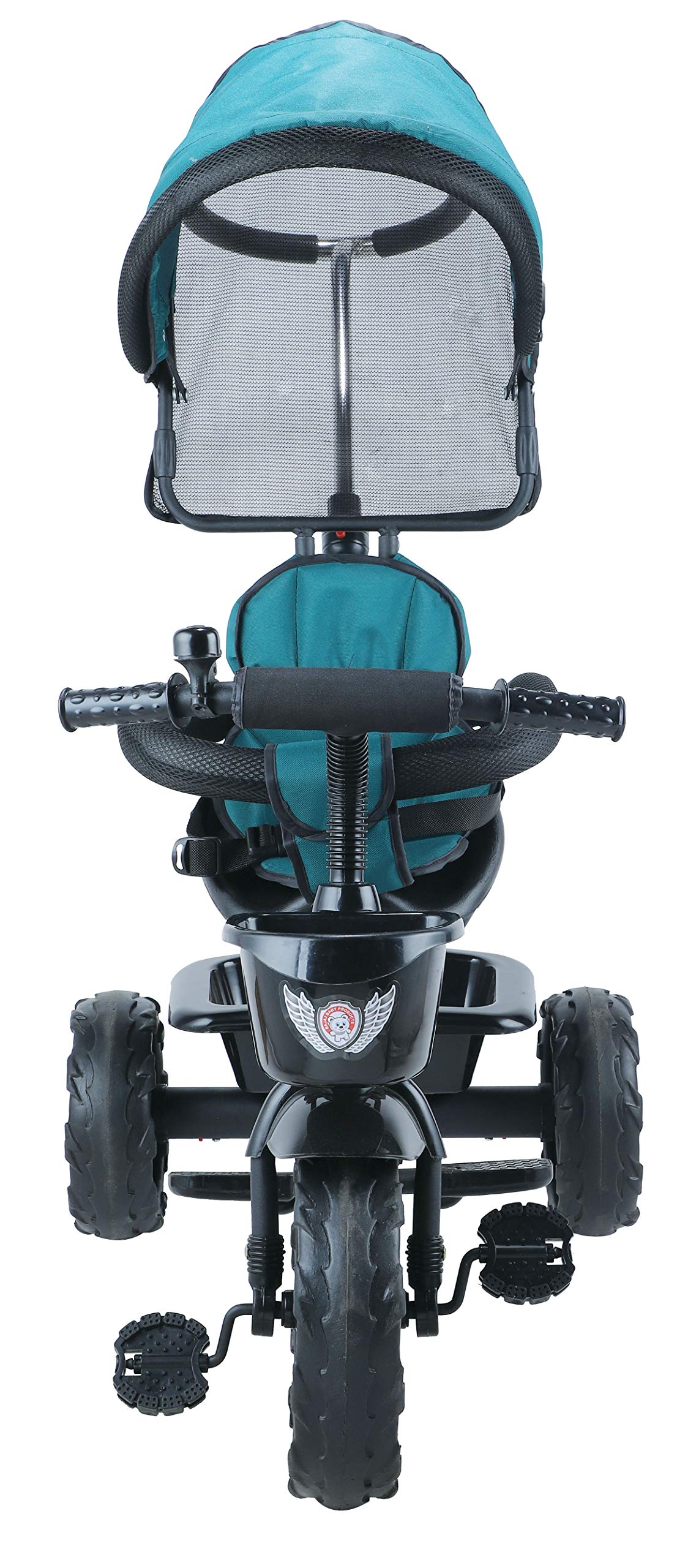 JoyRide 3 in 1 Baby Tricycle Toddler Stroller Kids Pedal Tricycle w/Pusher Removable Canopy Safety Bar Storage Footrest for 18 Months to 5 Years (Green) 3