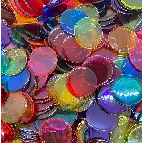 Miniatura 6 de MR CHIPS Fichas de bingo de plástico para juegos de bingo, bolsa de 300 unidades, fichas de conteo de colores sólidos y transparentes, amarillo