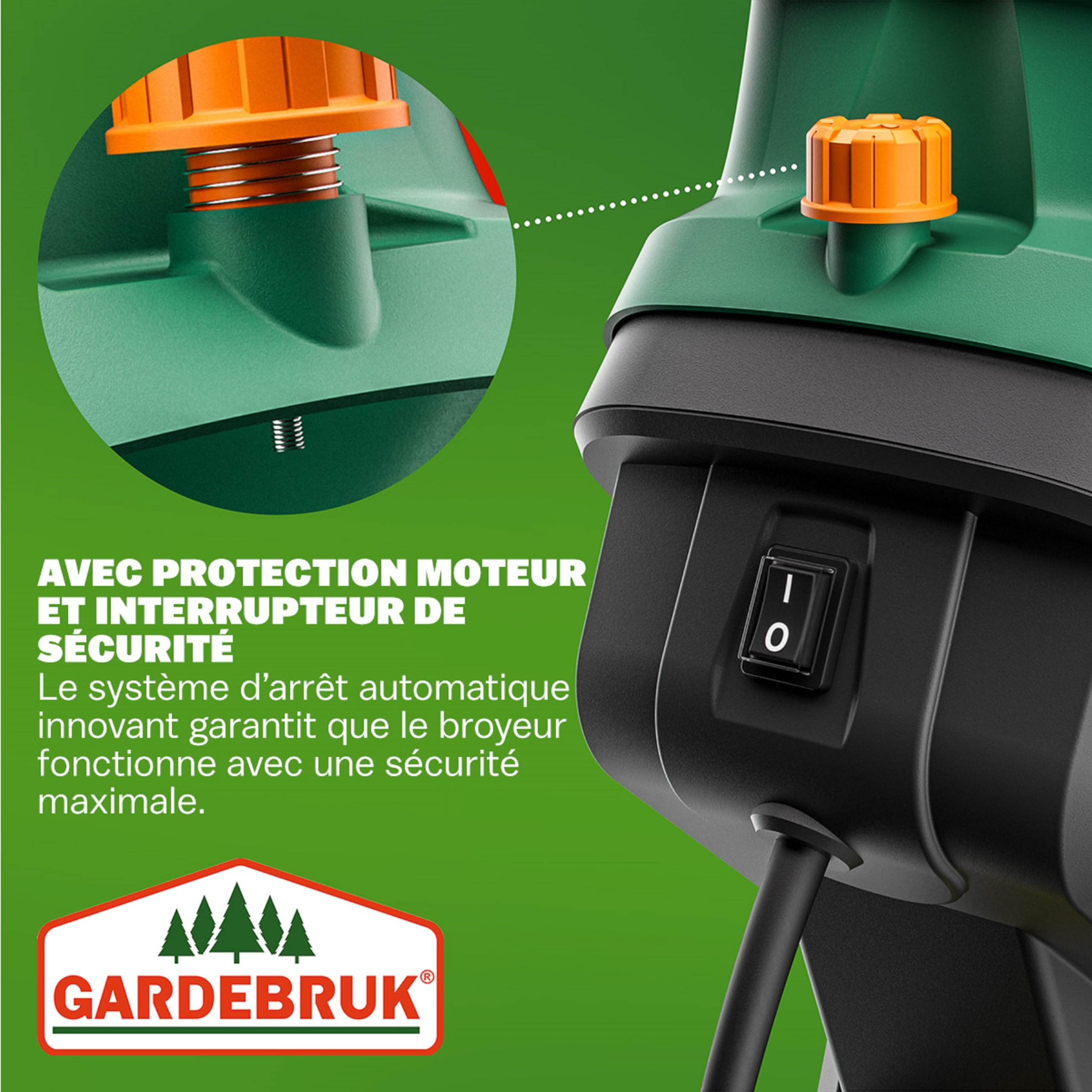 GARDEBRUK® Broyeur de végétaux électrique 2.400W broyeur de Branches Couteau Lame Max. 45mm bac 2X 50L broyeur de Jardin déchiqueteur Bois Compost Jardin