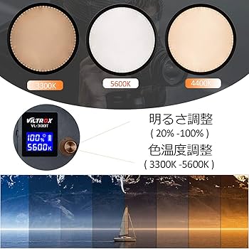 VILTROX ビデオライト 8インチ円形 VL-300T 超薄型 撮影用ライト輝度と色温度調整可 3300K?5600K CRI95+ 定常光ライト 一眼レフカメラ/DVカメラ/ Amazon | VILTROX ビデオライト 8インチ円形 VL-300T 超薄型