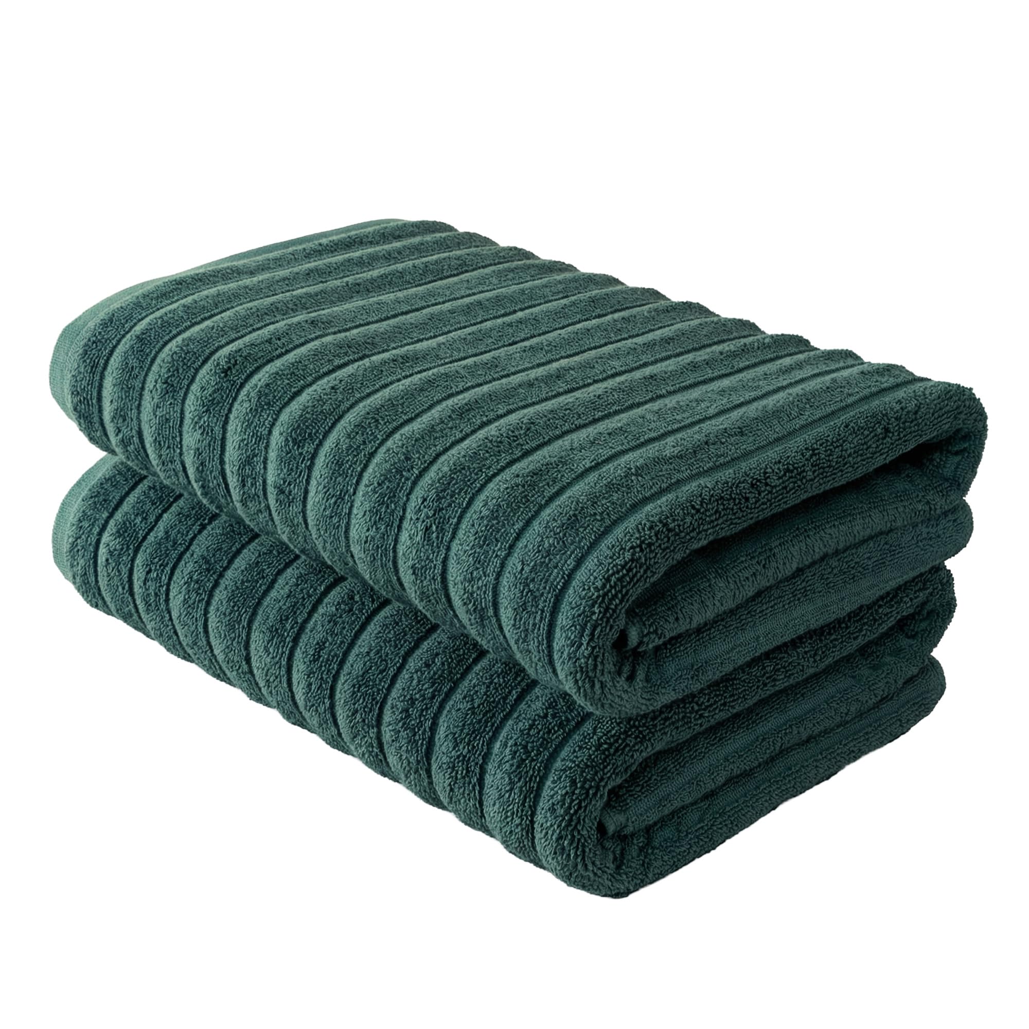BERIBO Cloud Turkish Towel Set 100% Cotton 620gsm (Mallard Green, 2 Bath Towels)