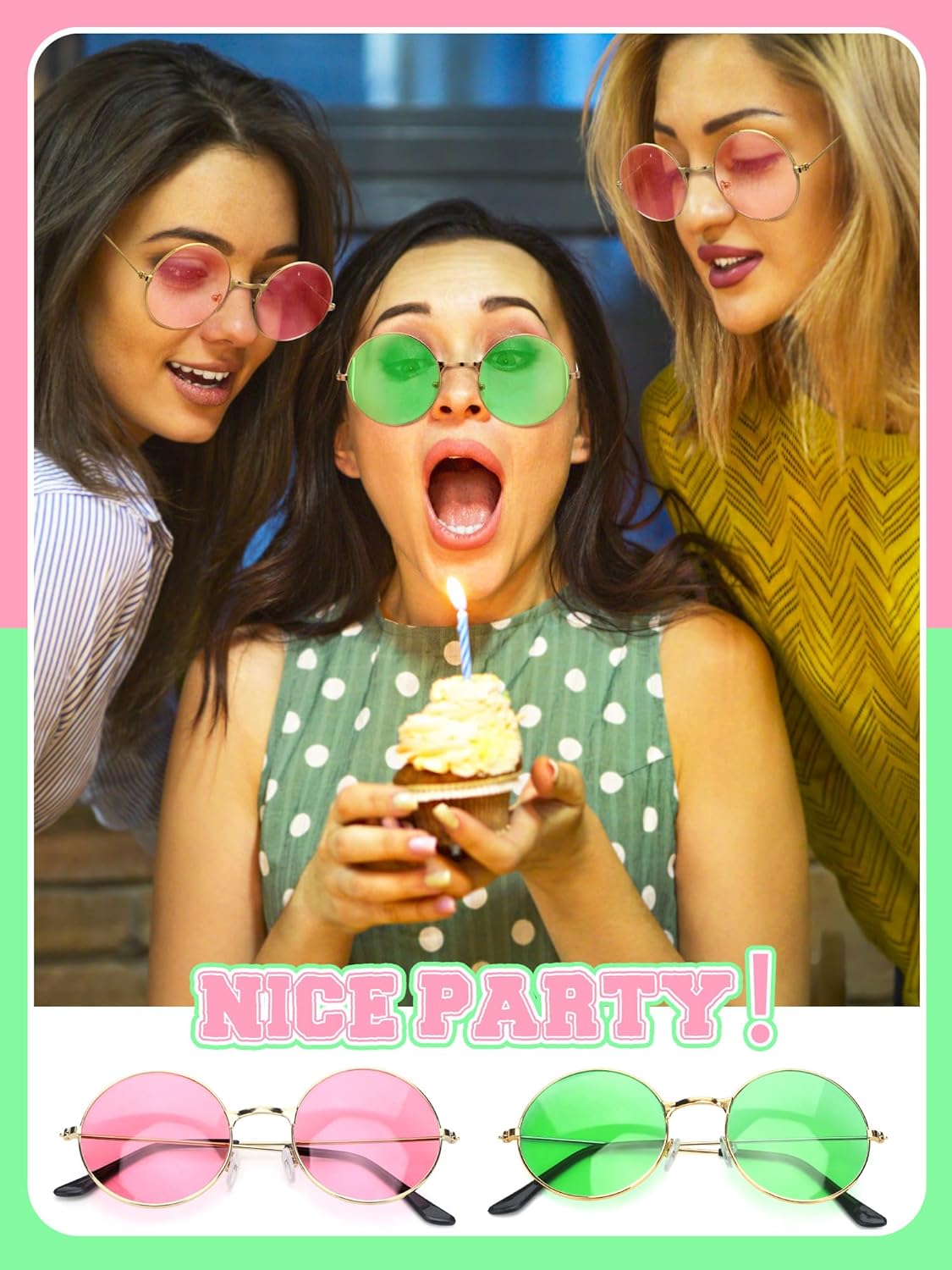 Flutesan 12/24 Pcs Pink and Green Sunglasses Witch Themed Party Favor Princess and Witch Sunglasses Birthday Party Photo Prop(Green Pink,12) - Image 4