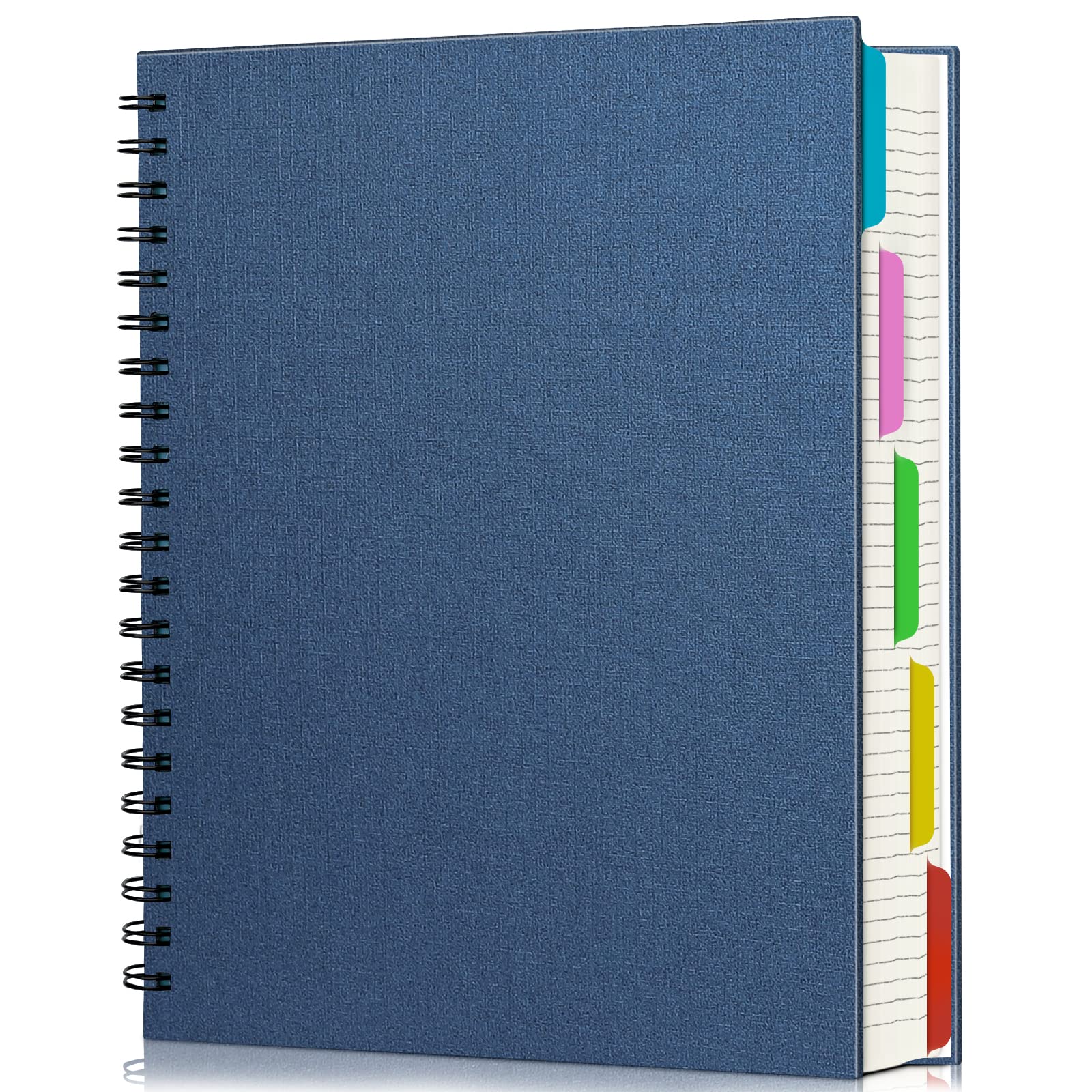 EUSOAR 5 Subject Notebook, 1pcs A4 11" x8-1/2 Spiral College Ruled Writing Pad, 100GSM 120Sheets/ 240Pages of Lined Paper, Thick Hardcover, for