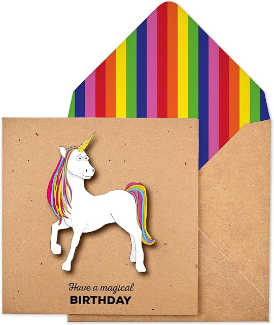 Have A Magical Birthday Unicorn Handmade Greeting Card with Rainbow Envelope