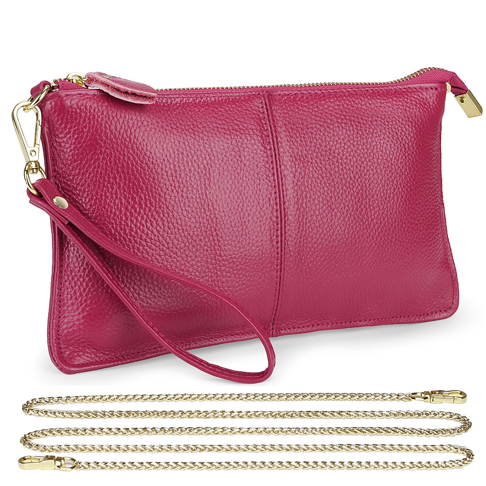Uromee Genuine Leather Wristlet Wallet Clutch Purses with Detachable Chain
