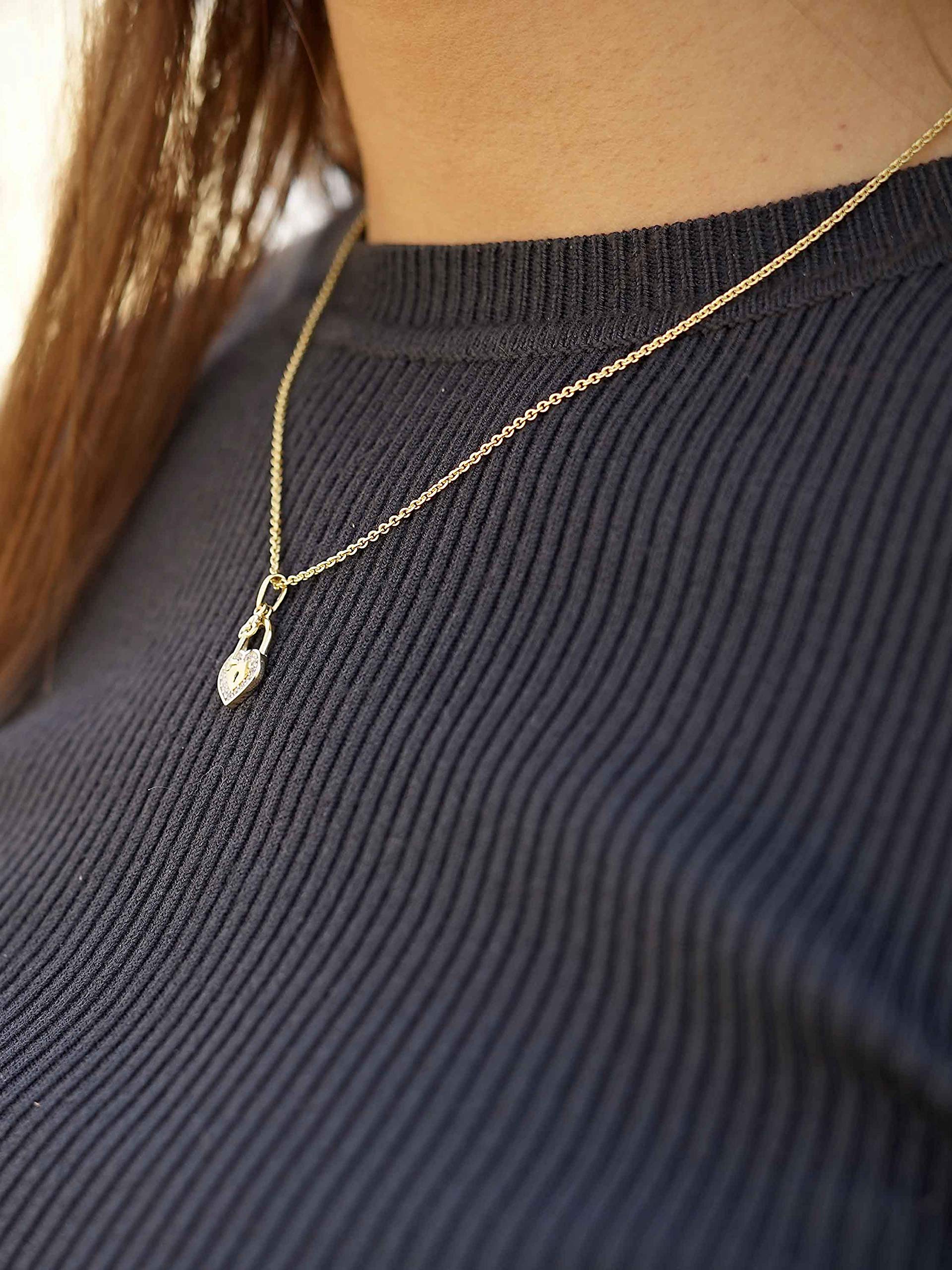 My Gold Damen Herzkette Kette Mit Anhänger Gold Echtes Gelbgold 333/750 (8/18 Karat) Zirkonia Herzform 20mm x 9,5mm Halskette 45cm Renee Set