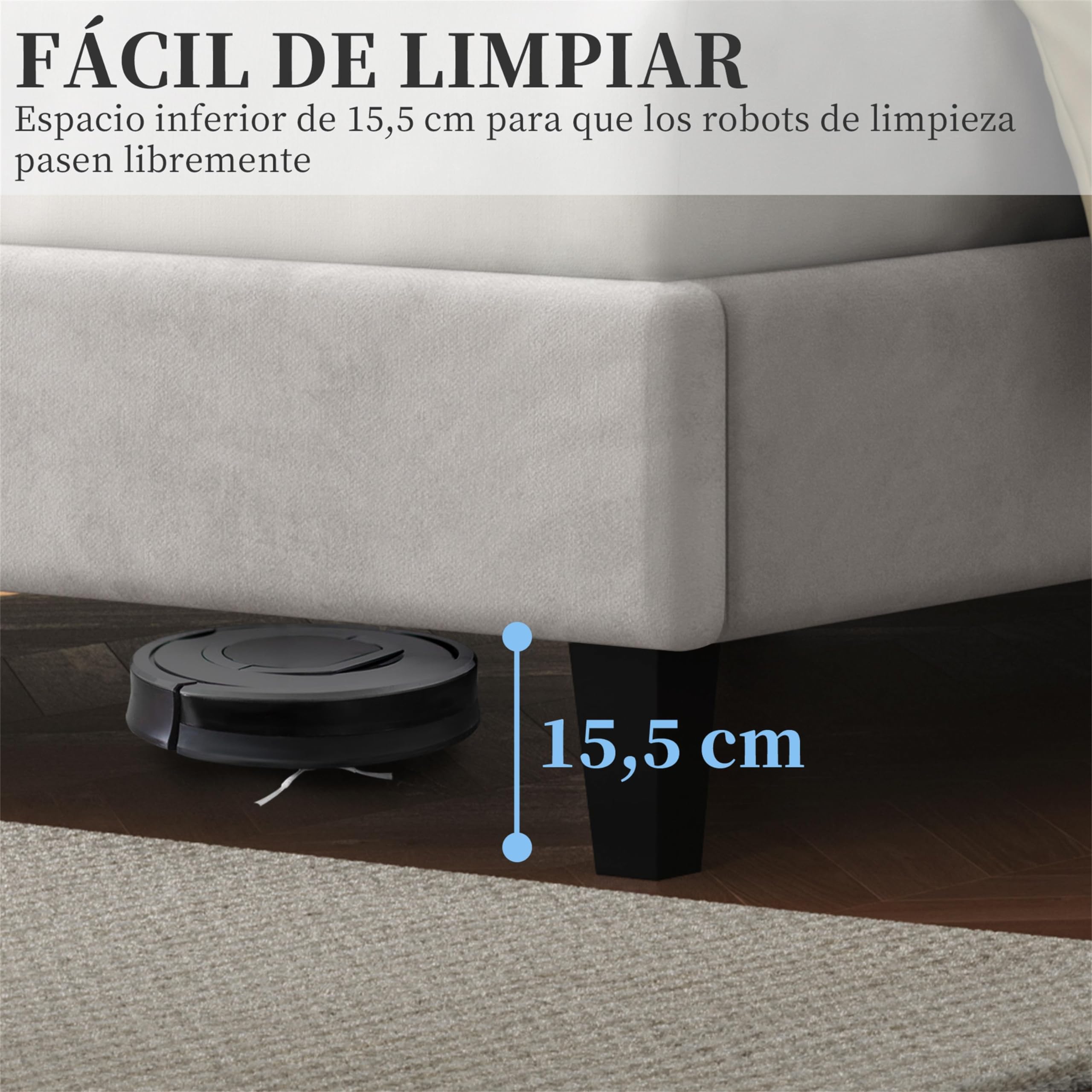 Yaheetech Letto con Testiera Imbottita 160 x 200 cm Altezza Regolabile Rete a Doghe in Legno e Metallo Beige