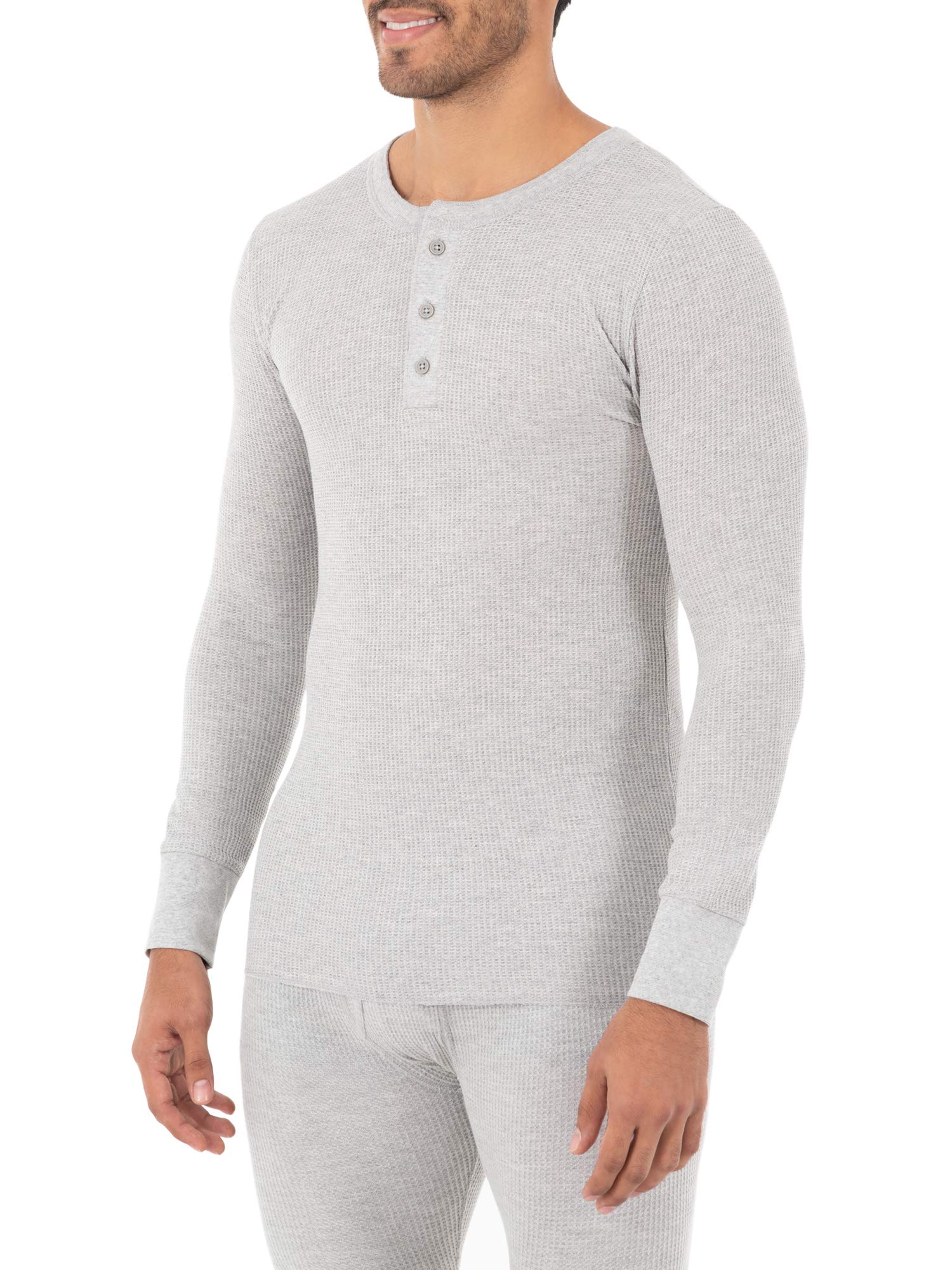 Fruit of The Loom Classic Midweight Waffle Thermal Henley Top Camisa de Ropa Interior térmica Hombre (Pack de 1)