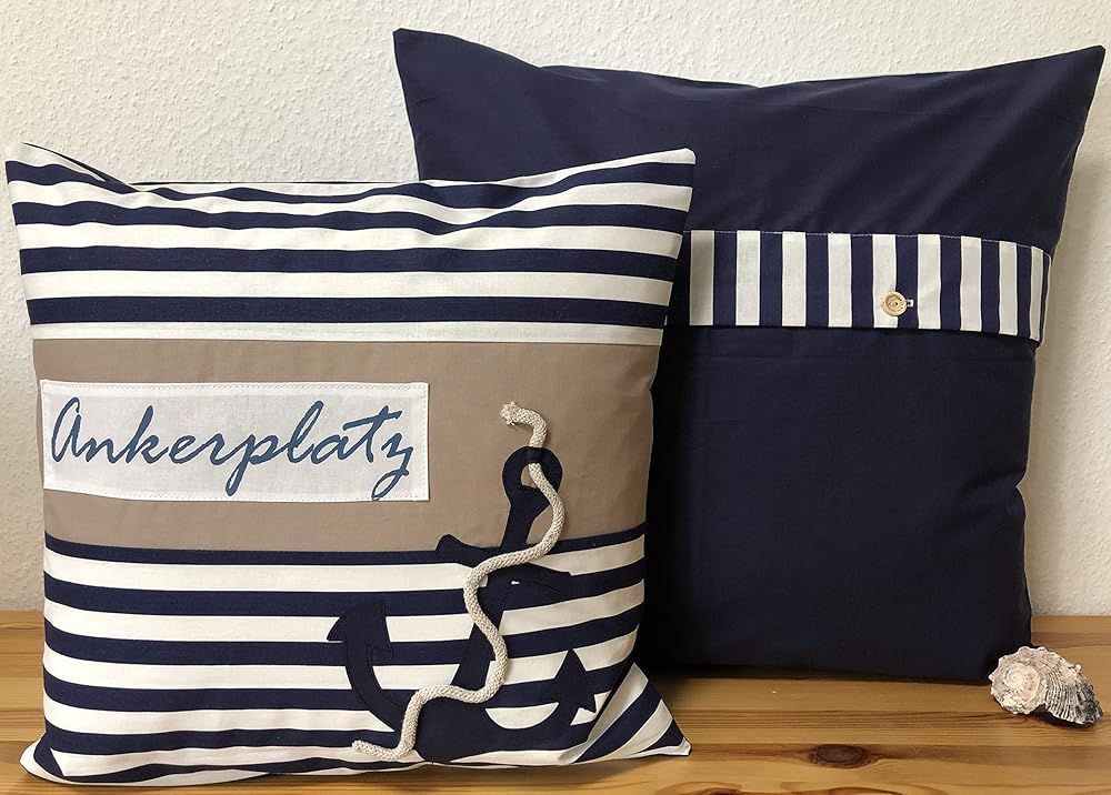 1x Maritime Kissenhülle, Kissenbezug, Landhausstil Kissen, Dekokissen