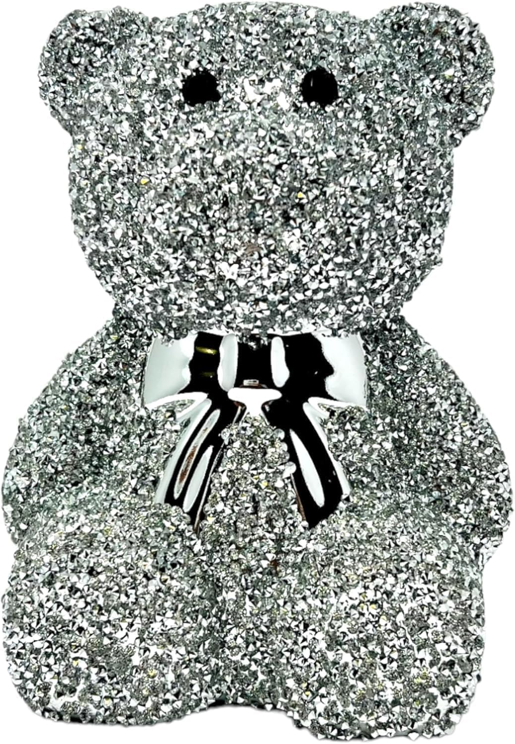 Jayogla Teddy Bear Elegant Silver Crystal Diamond Ornament For Bedroom, Living Room, Dining Room, Table, Deck, And Office Décor - Luxurious Home Accent (Ceramic, )