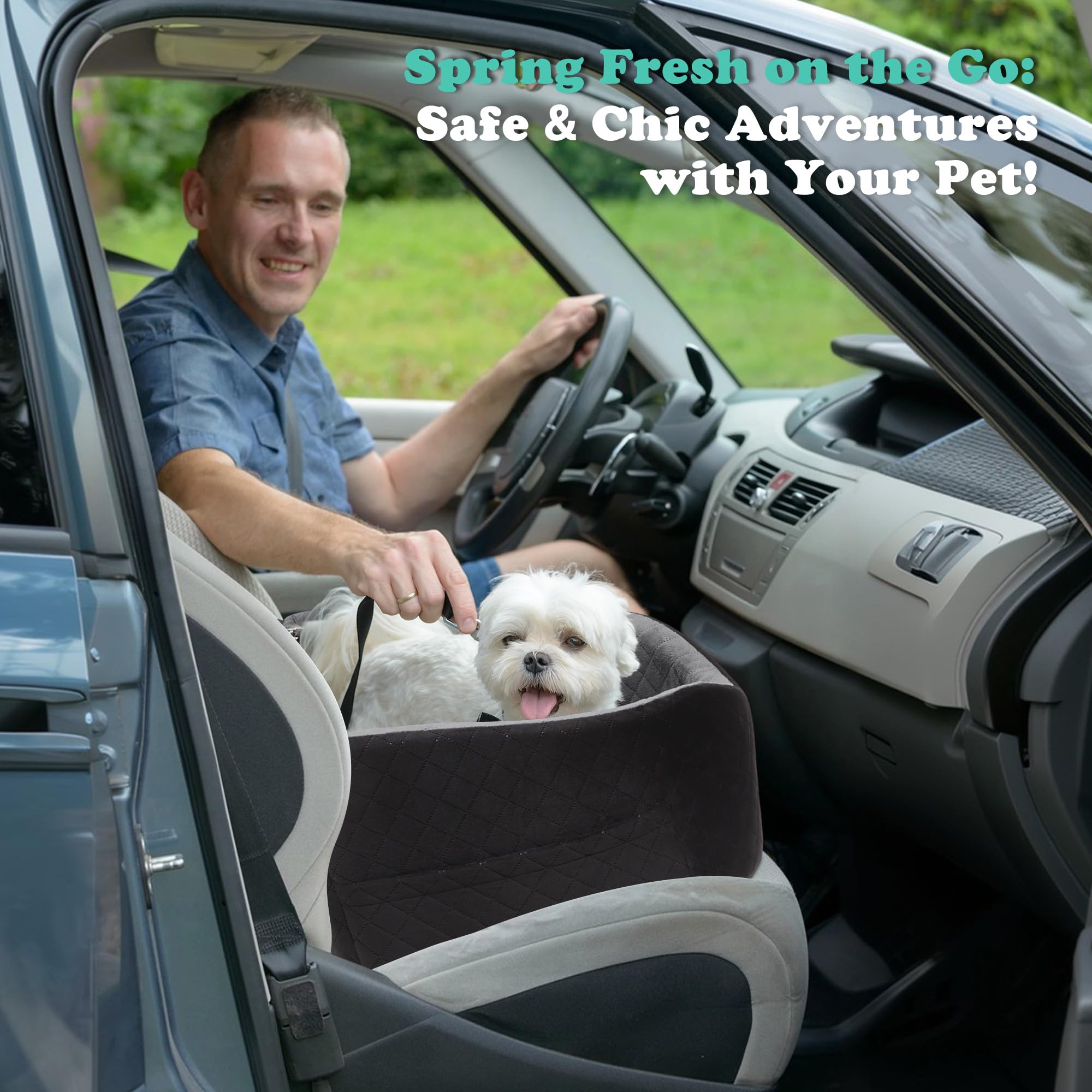 Seggiolino per Cani Auto per Piccoli & Medi Cani – Protezione Anti-Crash, Antiscivolo, Protegge l'Interno dell'Auto, Rimovibile & Lavabile