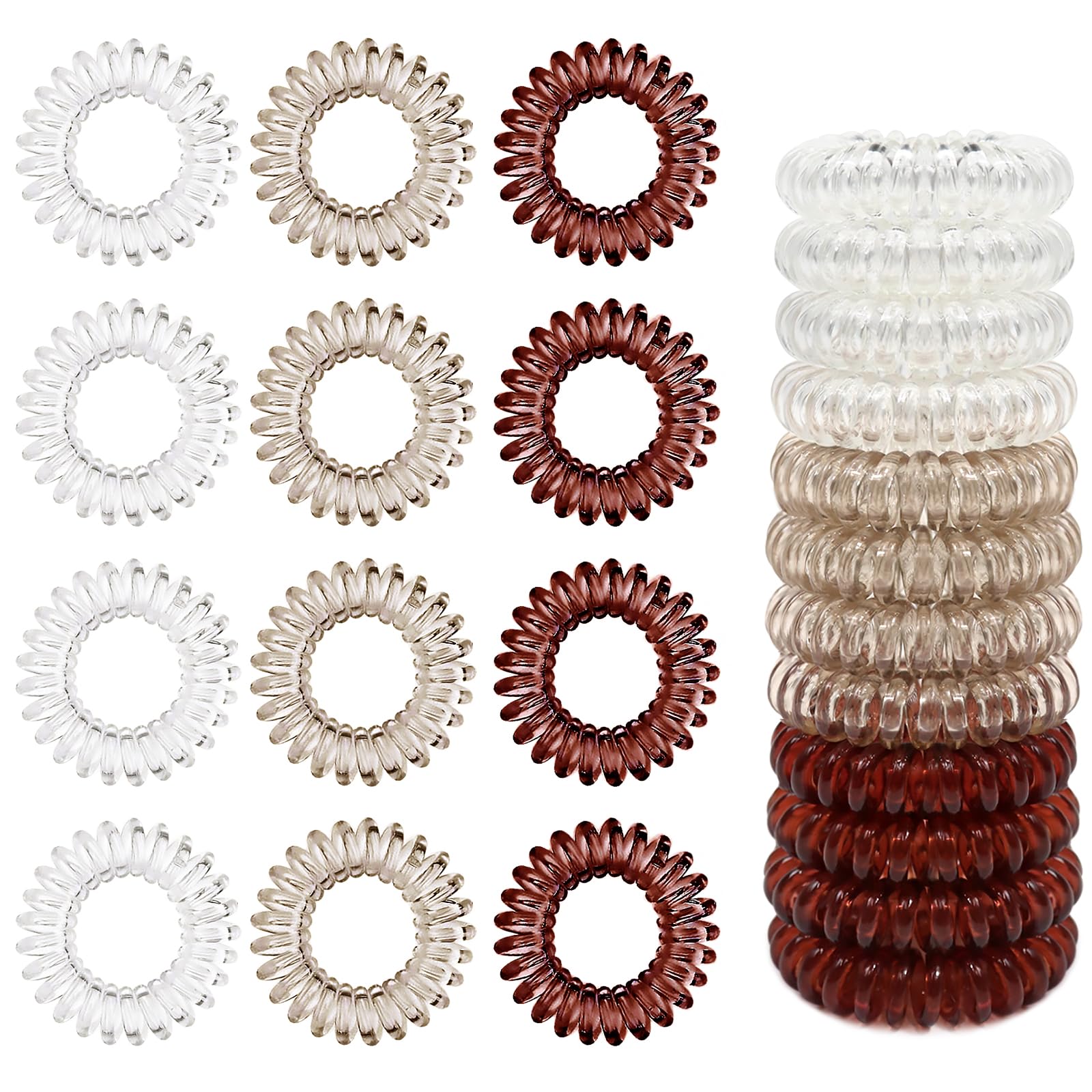 Sularpek 12 Stück Spiral Haargummis, Haargummi Damen Telefonkabel, Zopfgummis Damen, Haargummi Telefonkabel Spiral für Damen und Mädchen