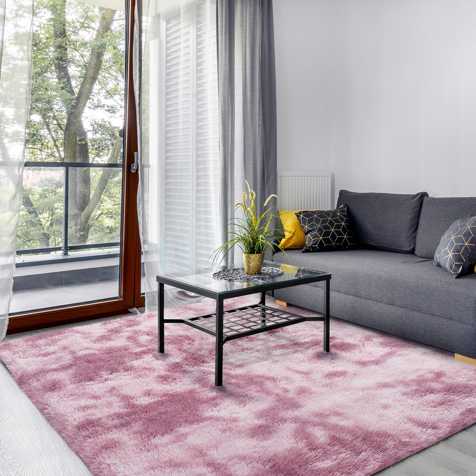 SOANNY Alfombra Suave y Esponjosa de Lujo para Sala de Estar, Dormitorio, Cuarto de Bebé y Habitación Infantil, Alfombra Decorativa Teñida y Anudada, Lavable a Máquina, Rosa Oscuro, 150 x 240 cm