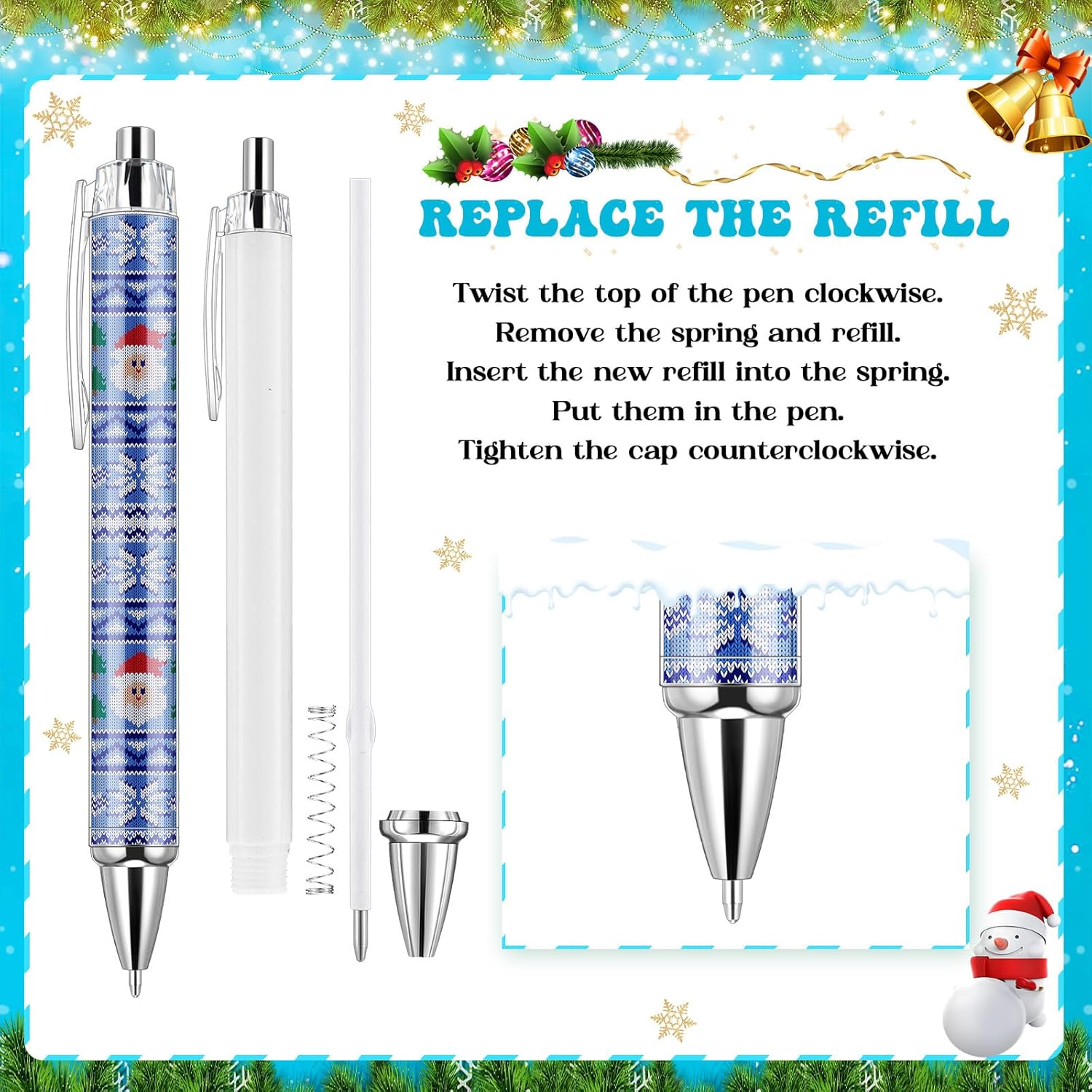 Sayglossy 108 Pcs Christmas Ballpoint Pens Gift Bulk Xmas Party Favors Retractable Pen for Classroom Office Supplies Stockings Stuffers, Sweater Pattern