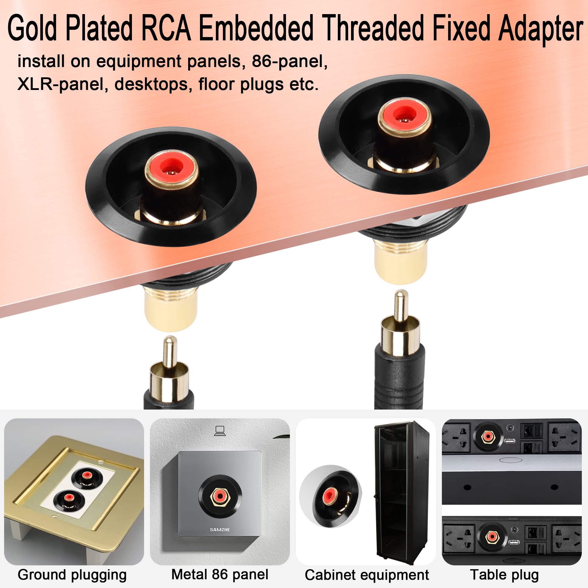 Adattatore RCA Femmina A Saldare Per Pannello – Connettore Filettato Placcato Oro Per Audio/Video