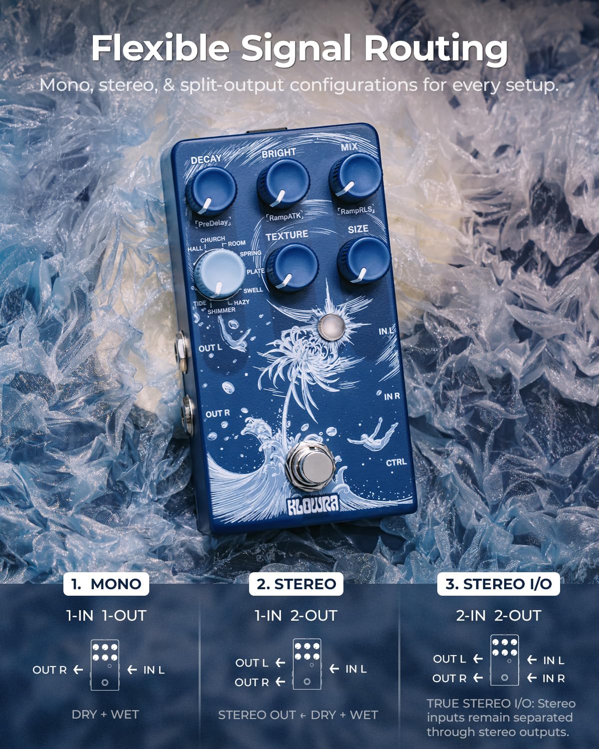Klowra Limbo Reverb Guitar Effects Pedal | 9 Stereo Reverb Modes
