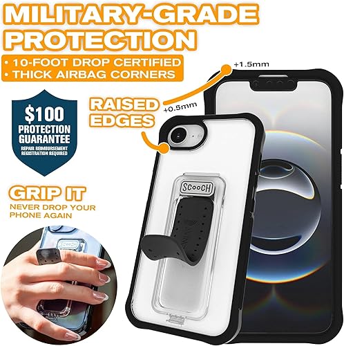 Miniatura 9 de Scooch Funda para iPhone 15 con soporte Wingman 5 en 1 compatible con iPhone 15 Kickstand Case, protección contra caídas de grado militar, soporte