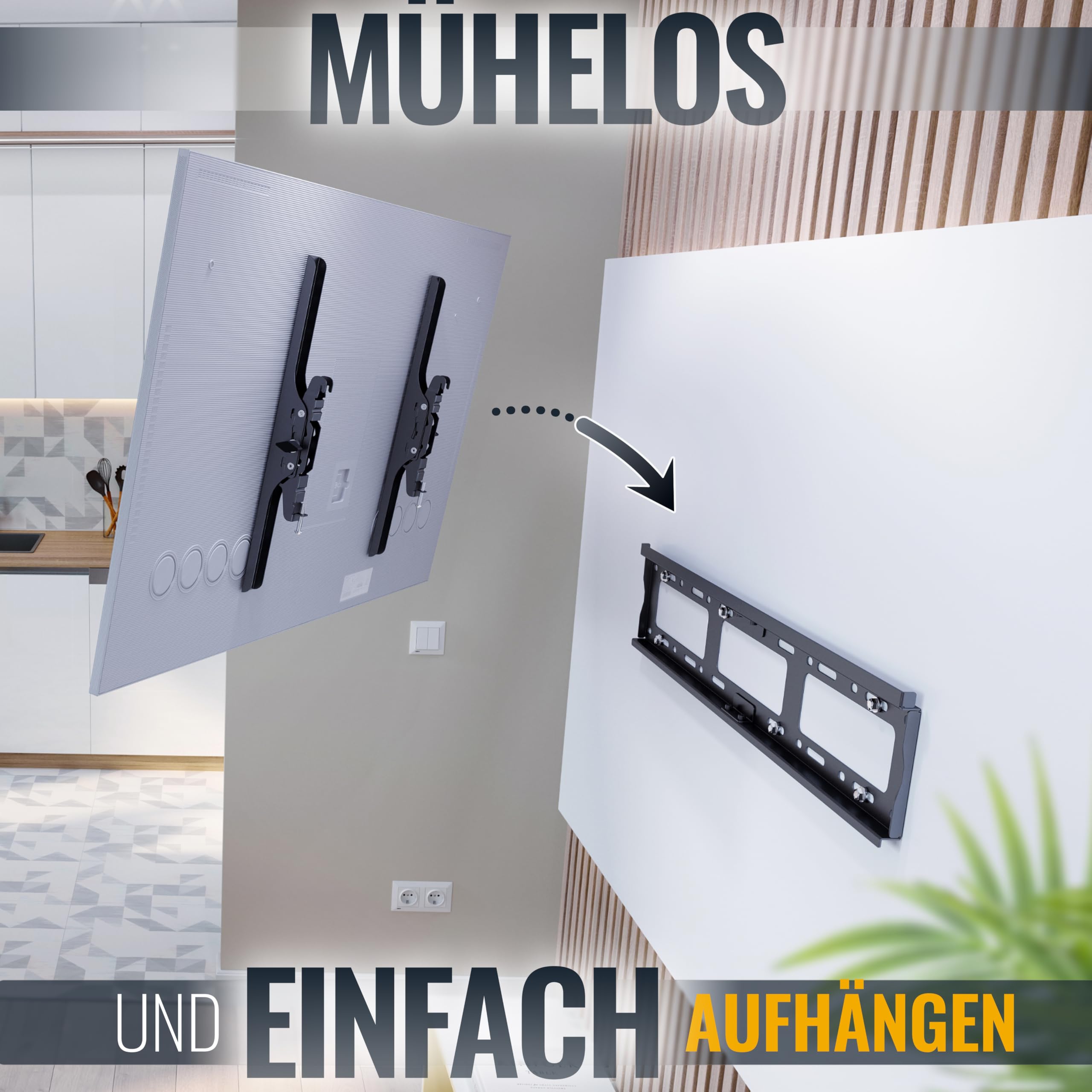 RICOO Supporto TV parete R17 Inclinabile Fisso Televisore 37”-75” 94-191 cm Staffa universale Televisione LED/LCD/Curvo VESA 300 x 200-600 x 400