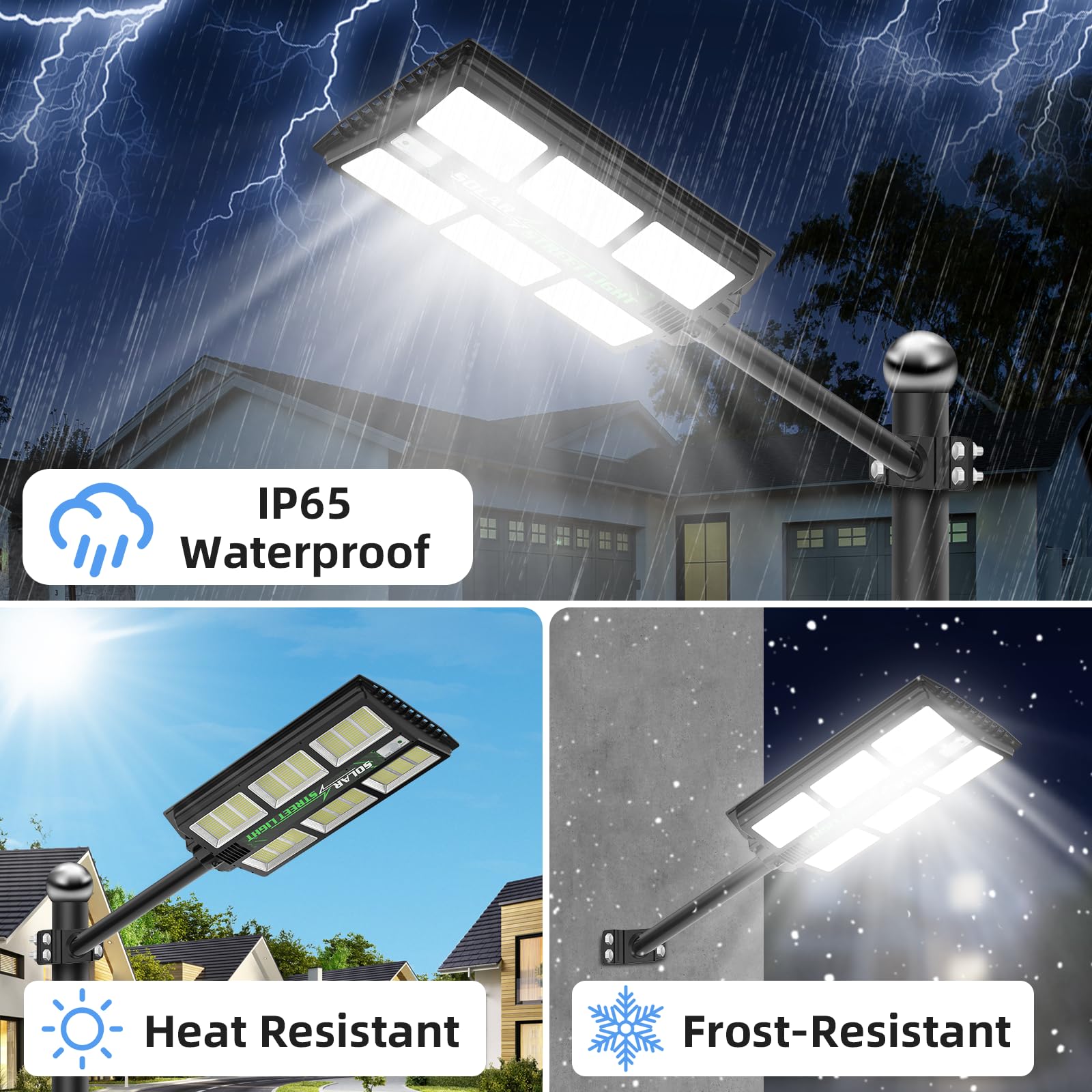 Viugreum Farolas Solares Exterior 1200W, Farola Potente con Control Remoto, IP65 Impermeable Luz Solar Exterior, 1170LED 6500K Foco Solar Exterior Sensor de Movimiento, Luz de Seguridad Jardín Patio