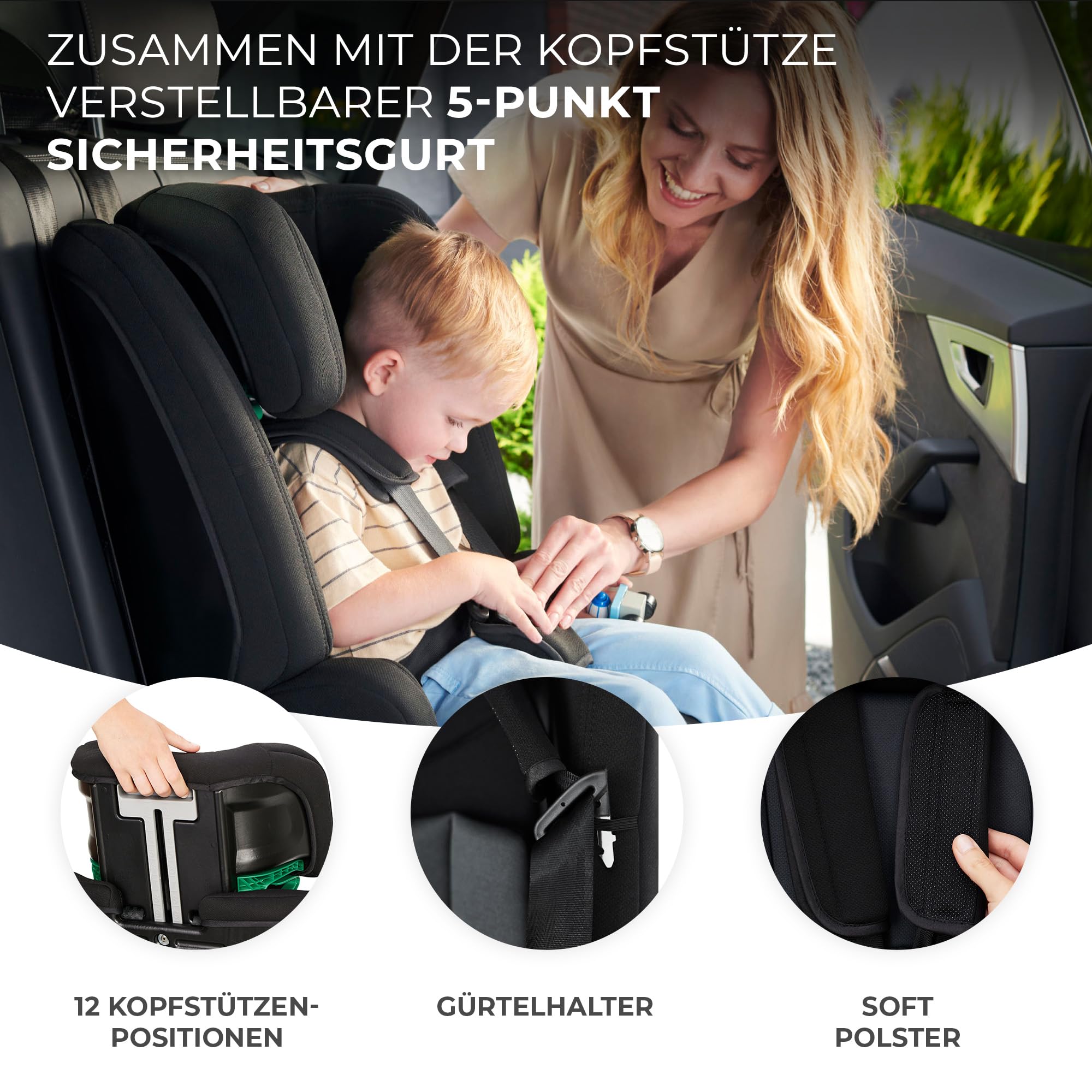Kinderkraft SAFETY FIX 2 I-SIZE Kindersitz 76-150 cm 9-36 kg Isofix 5-Punkt-Gurte Grau