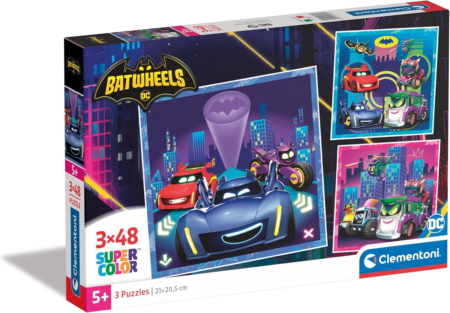 Clementoni- Batwheels Supercolor Puzzle-Batwheels-3x48 (Include 3 48 ...