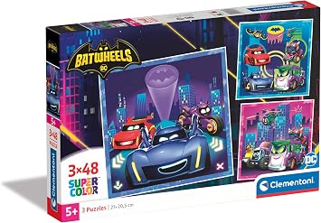 Clementoni 25307 Batwheels Jigsaw 3 48 Pieces-Supercolor Children 5-7 Years, Cartoon, Cars, Gift for Boy/Girls, Puzzle for Kids, Made in Italy, Multicolor