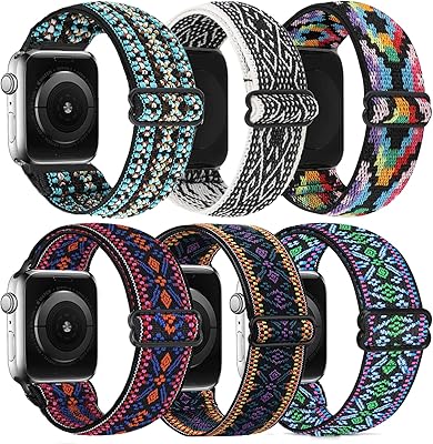 Adjustable Elastics Band Compatible with Apple Watch 38mm 40mm 41mm 42mm 44mm 45mm, Sport Solo Loop Stretch Nylon Replacement Wristband for iWatch SE Series 8 7 6 5 4 3 2 1