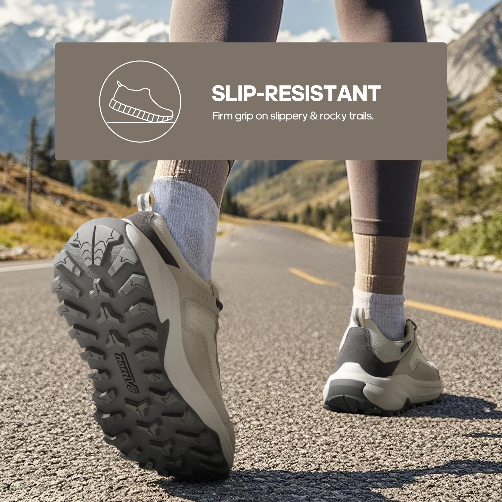 NORTIV 8 Scarpe Trekking Impermeabili Donna con Supporto Plantare, Pelle attività All'Aperto, Trekking Campeggio Tennis Allenamento, Cross Training