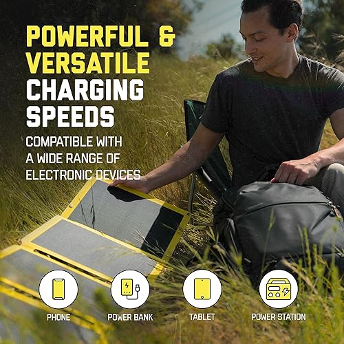 Miniatura 2 de SunJack Cargador de panel solar plegable de 60 W + kit de banco de energía USB-C PD de 100 W | Cargador solar portátil ETFE impermeable con soportes