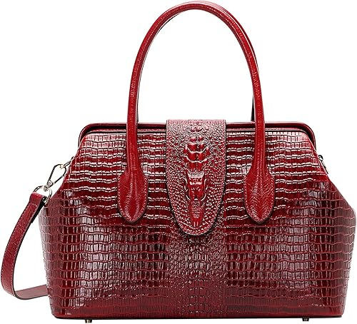 PIJUSHI diseñador de piel de cocodrilo monederos y bolsos para las mujeres Top Handle Satchel Bag señoras trabajo bolso, rojo, talla única