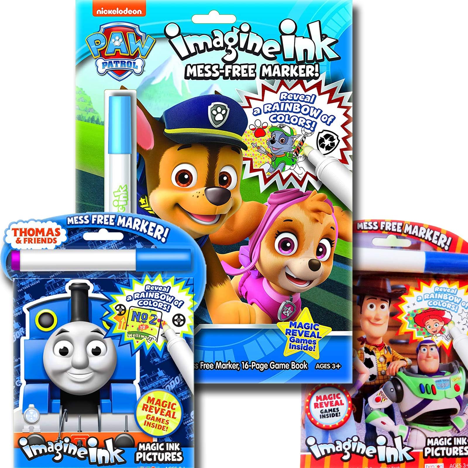 Imagine Ink Magic Pictures Coloring Activity Books Set - Paw Patrol, Thomas & Friends, and Toy Story 4