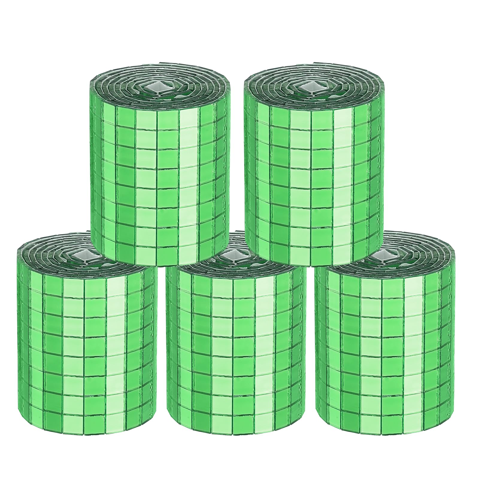 sourcing map 4800 Pcs Mirror Mosaic Tiles 5 x 5 mm Square Glass Self-Adhesive Disco Ball Mirror Tiles Sticker for DIY Craft Decoration Art Collage Card Making, Green