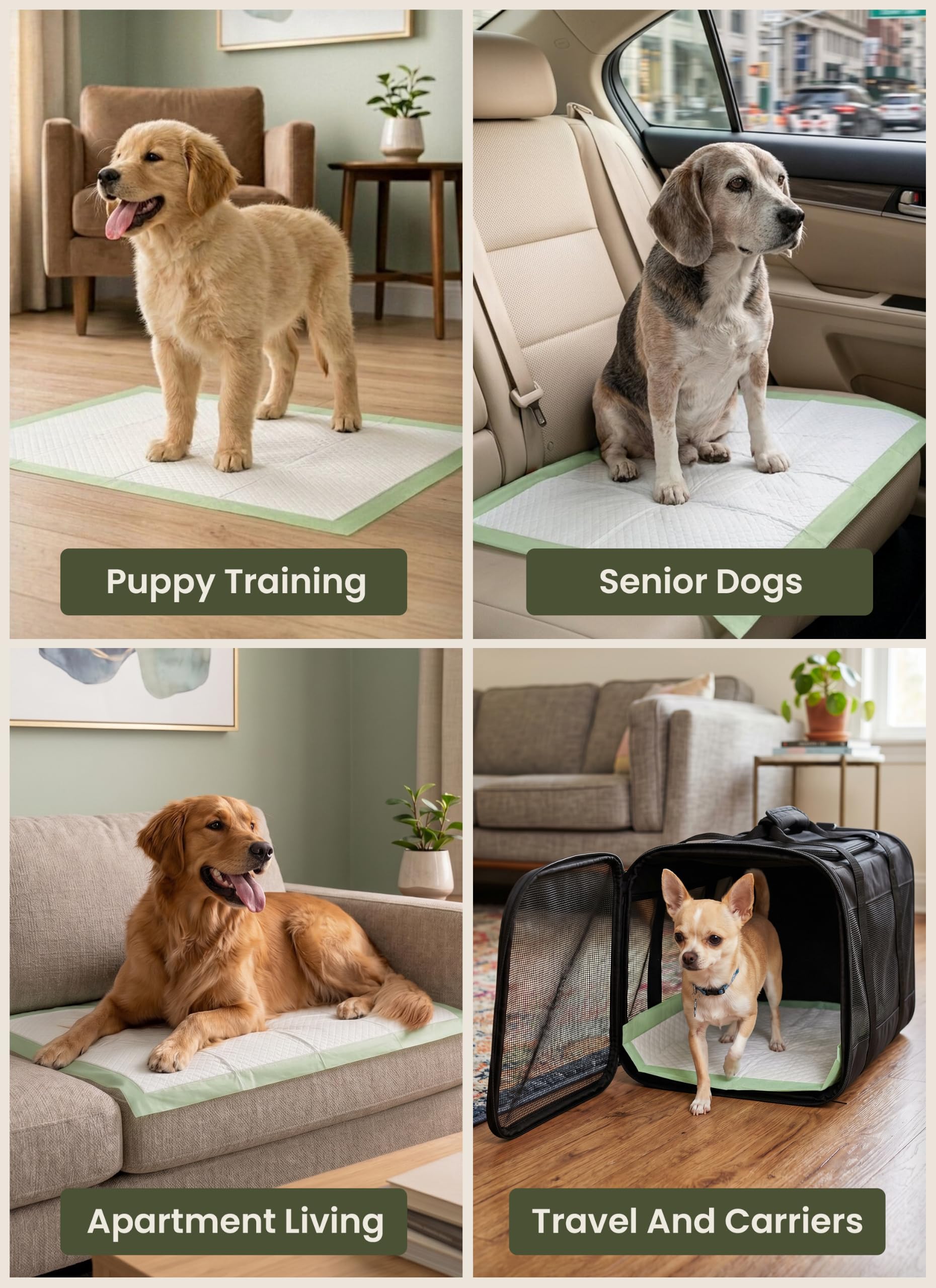 Pogi Trainingspads für Hunde – 60 × 90 cm, extra groß, umweltbewusst, für mittelgroße bis große Hunde – 40 Stück